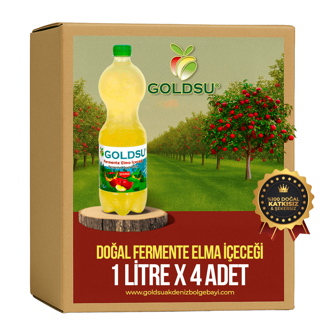 Goldsu 1 Litre 4 Adet Doğal Fermente Elma İçeceği