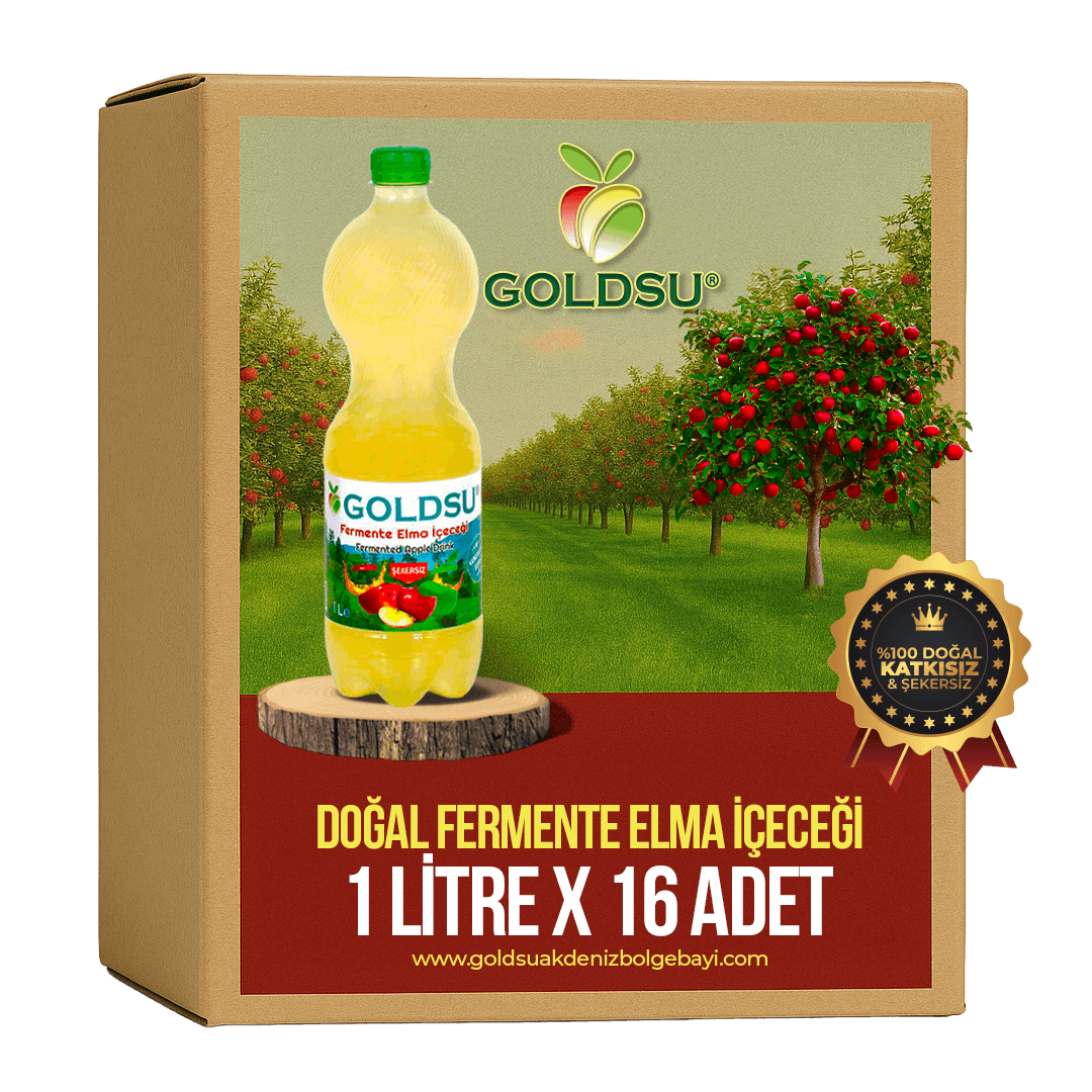 Goldsu 1 Litre 16 Adet Doğal Fermente Elma İçeceği