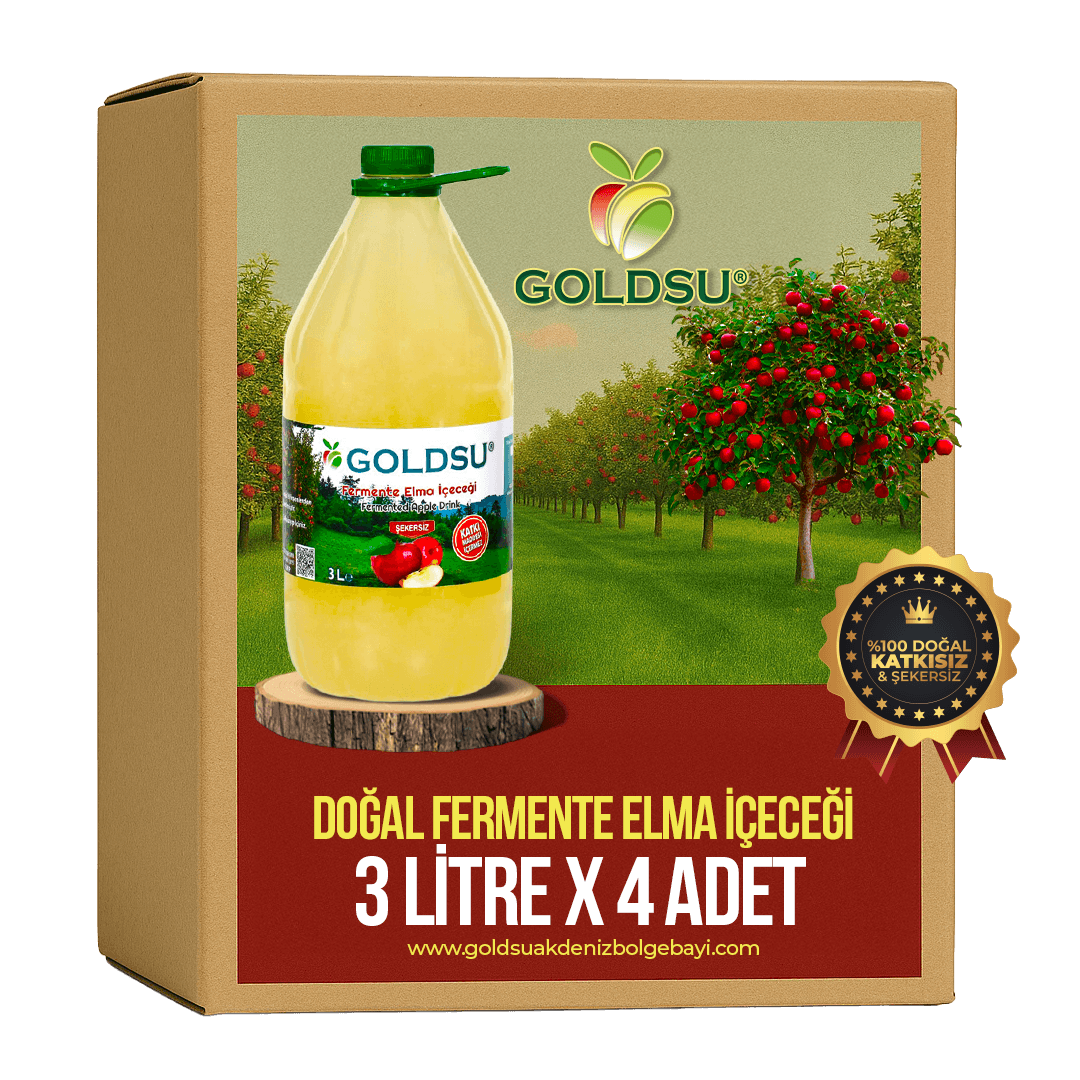 Goldsu 3 Litre 4 Adet Doğal Fermente Elma İçeceği