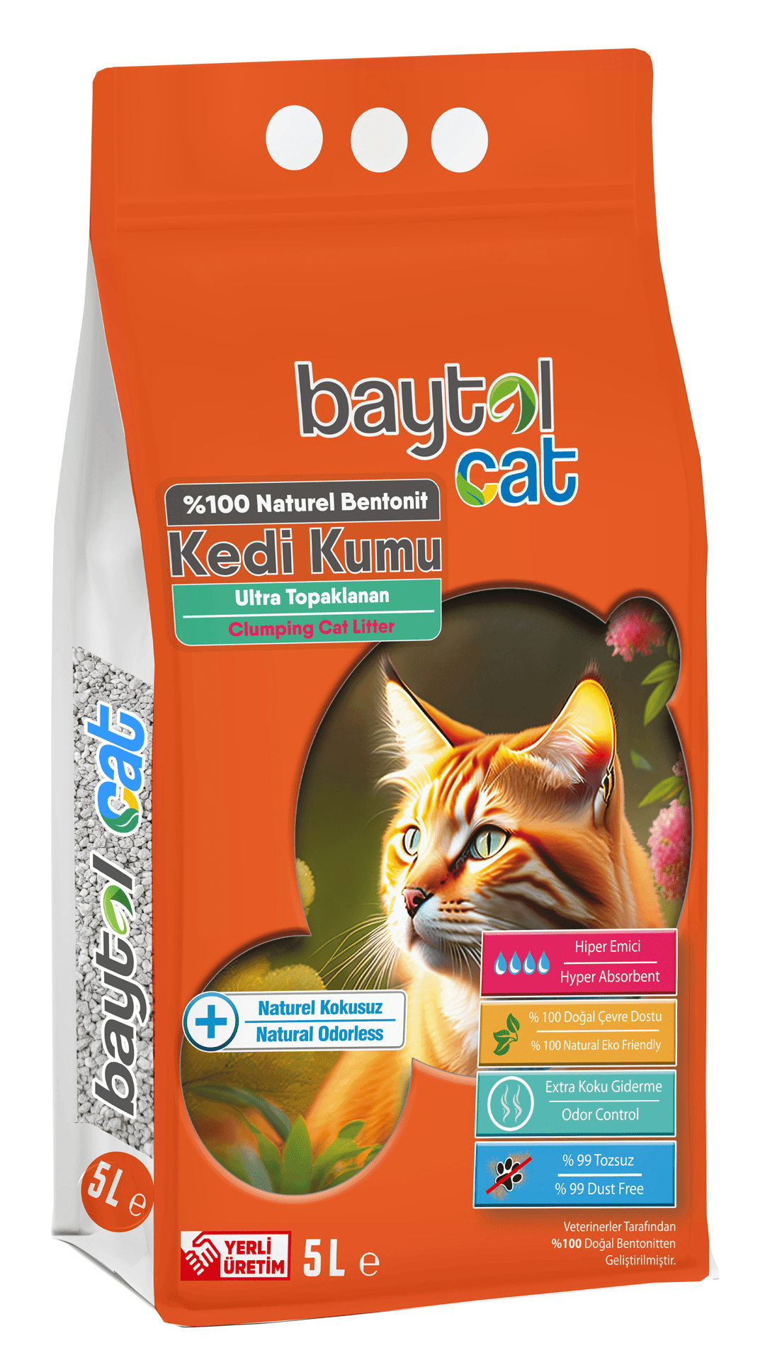 Baytol Cat Kokusuz Kedi Kumu Doğal bentonit İnce Taneli 5 LT