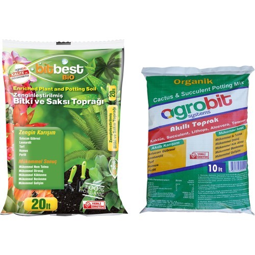 Bitbest Bio 20lt Bitki Saksı Toprağı + Agrobit Akıllı Kaktüs Toprağı 10lt