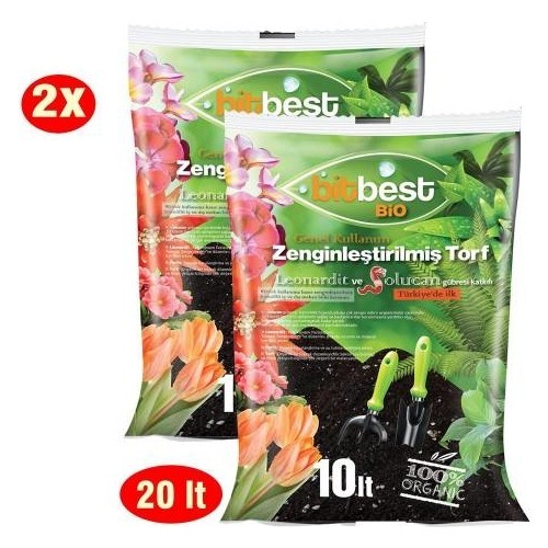 Bitbest Bio 2'li 20 lt Gübreli Bitki ve Saksı Toprağı Torf U