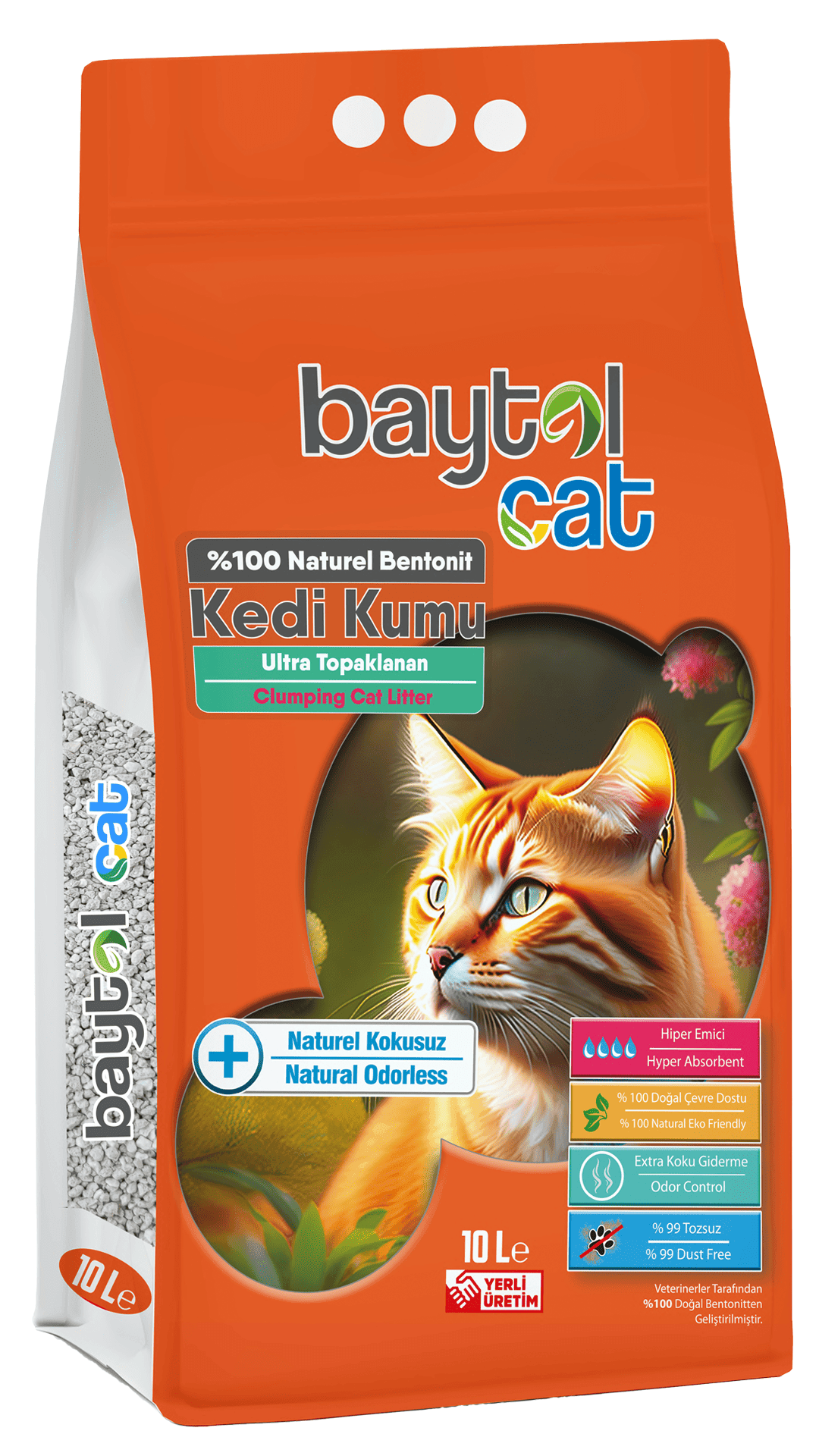 Baytol Cat Kokusuz Kedi Kumu Doğal bentonit İnce Taneli 10 LT