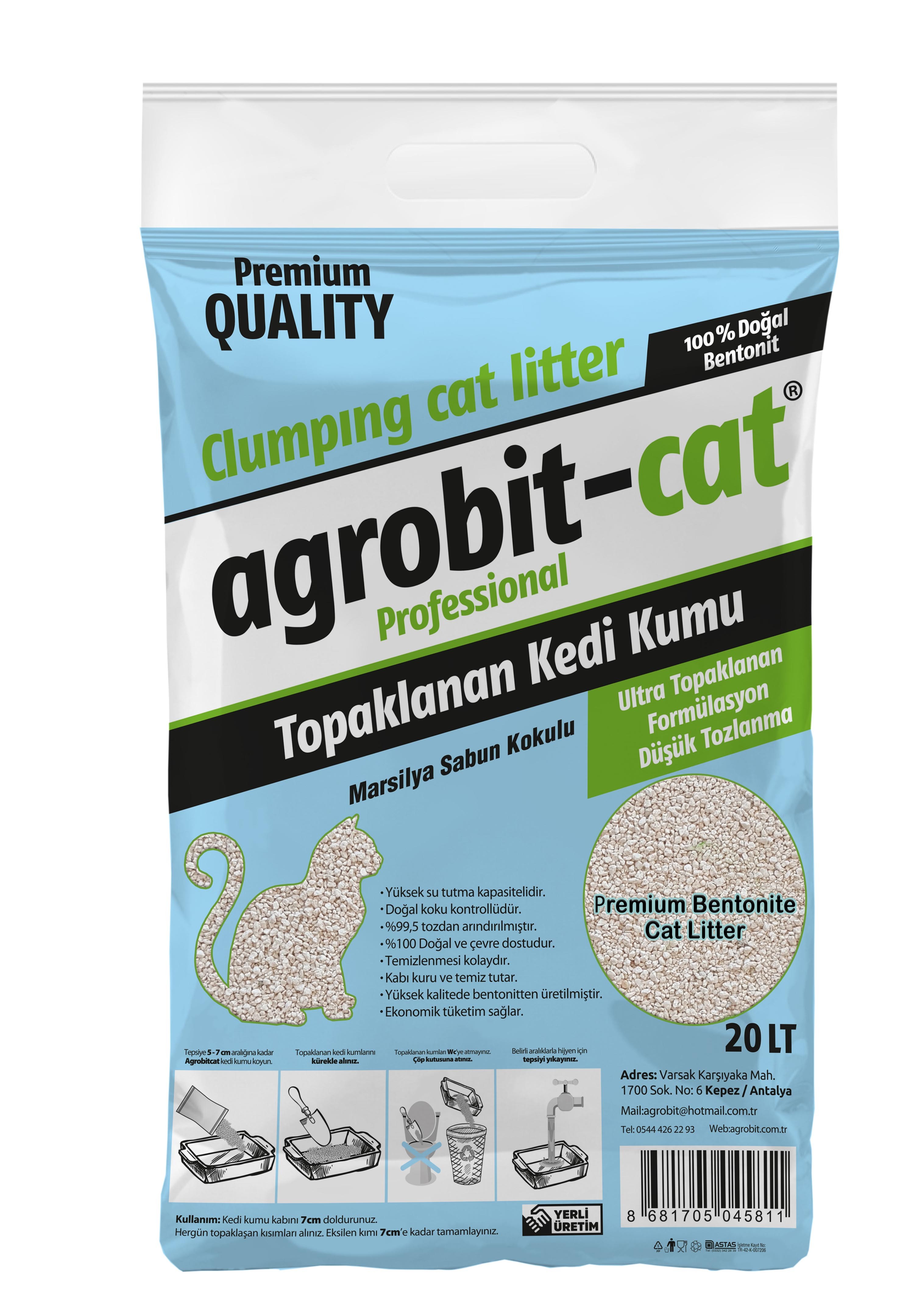 Agrobit Cat Marsilya Sabunu Kedi Kumu Doğal Bentonit İnce Taneli 20 Lt  Çuval 6602-13