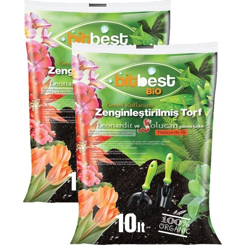 Bitbest Bio 2'li 20 lt Gübreli Bitki ve Saksı Toprağı Torf U