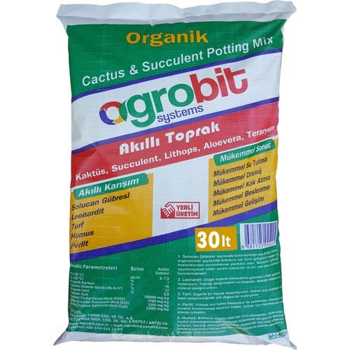 Agrobit Akıllı Toprak 30 lt Kaktüs Aloevera Lithops ve Succulent Toprağı Zengin Karışım