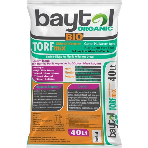 Baytol Mix 40 Lt Organik Bitki ve Saksı Toprağı Gübreli Karışım Torf