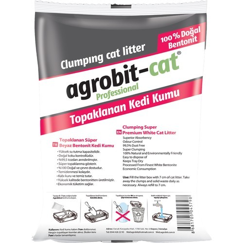 Agrobit cat Kokusuz Kedi Kumu Doğal bentonit İnce Taneli 10 LT