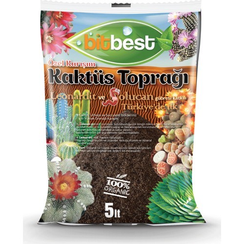 Bitbest Kaktüs Toprağı Yüksek Drenajlı Özel Karışım Solucan Gübresi ve Leonardit Katkılı 5 L
