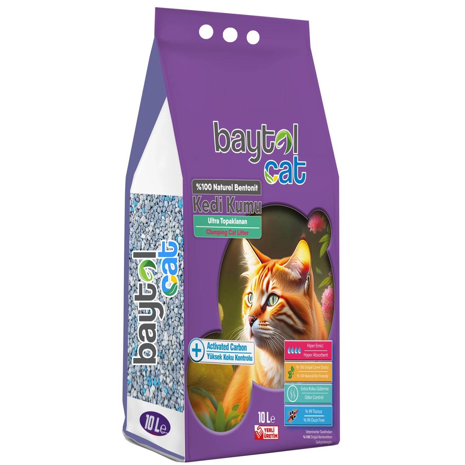 Baytol Cat Active Carbon Kedi Kumu Doğal bentonit İnce Taneli 10 LT