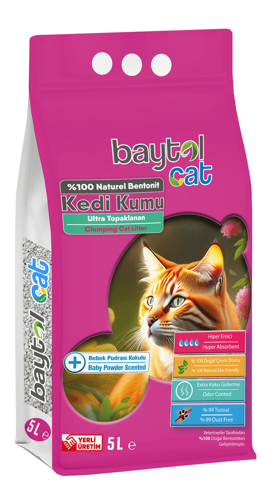 Baytol Cat Bebe Pudrası  Kedi Kumu Doğal bentonit İnce Taneli 5 LT