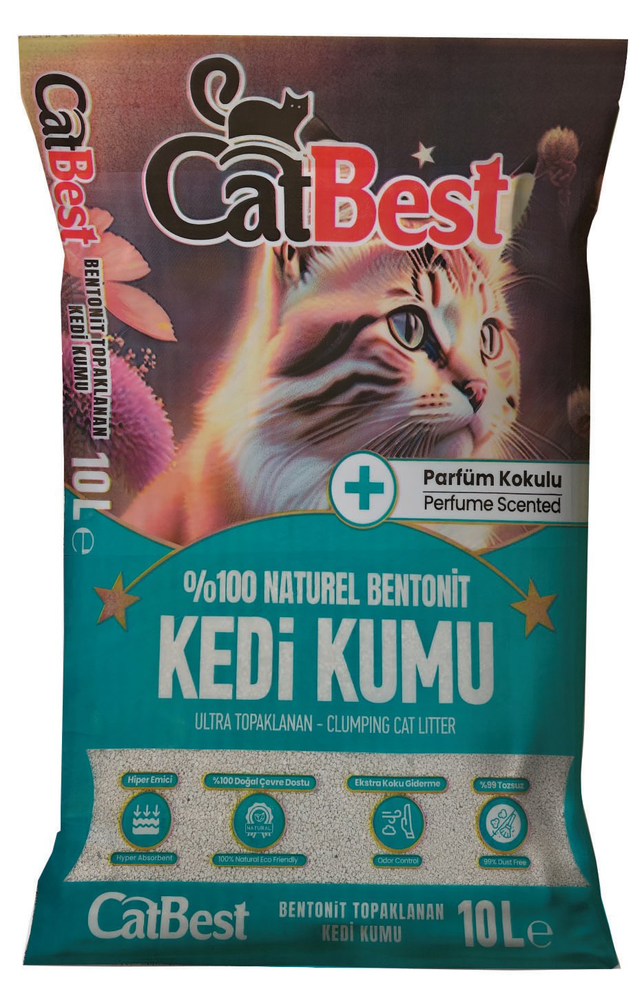 CatBest Parfümlü Kedi Kumu Doğal bentonit İnce Taneli 10 LT