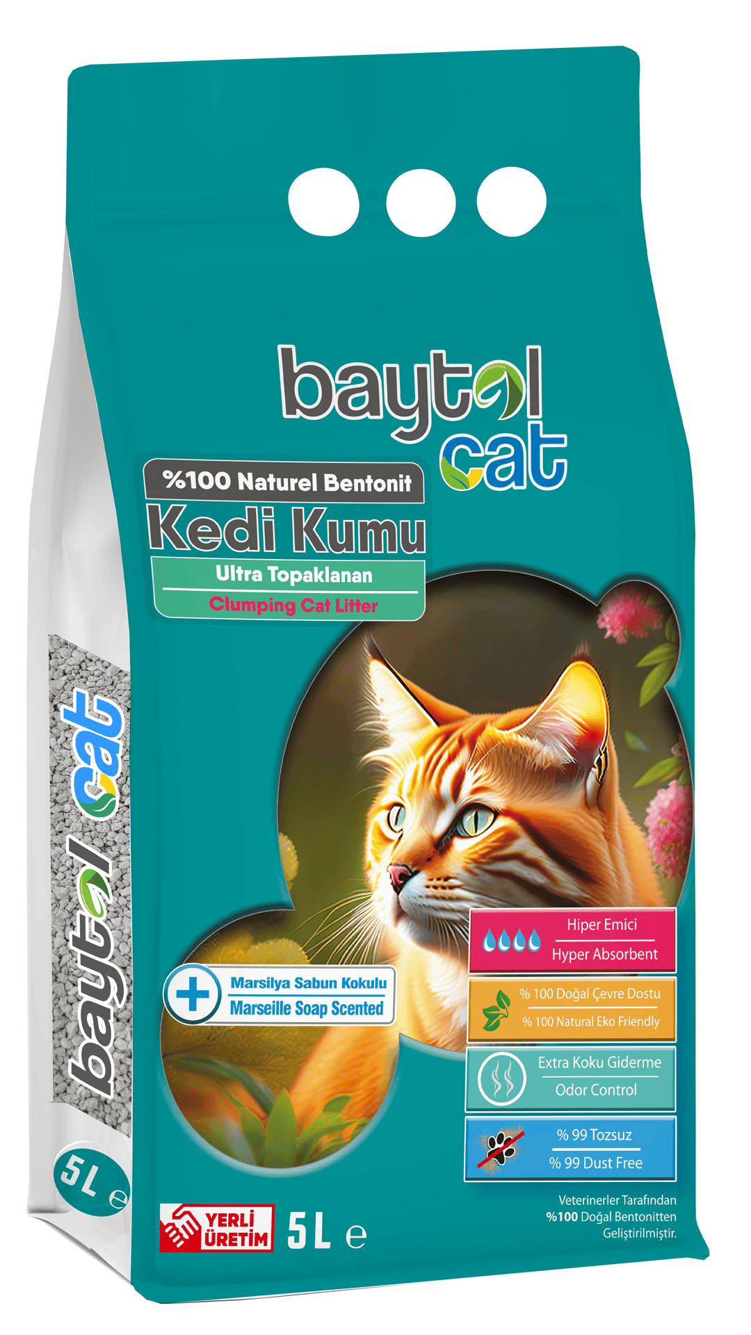 Baytol Cat Marsilya Sabunu  Kedi Kumu Doğal bentonit İnce Taneli 5 LT