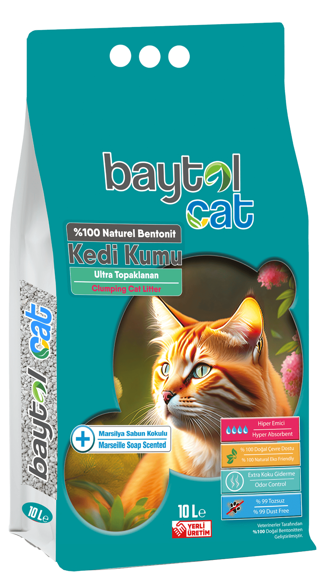 Baytol Cat Marsilya Sabunu  Kedi Kumu Doğal bentonit İnce Taneli 10 LT