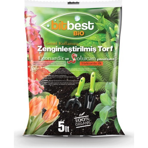 Bitbest Solucan Gübresi ve Leonardit Katkılı Torf (Bitki Toprağı) 10 L