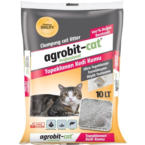 Agrobit cat Kokusuz Kedi Kumu Doğal bentonit İnce Taneli 10 LT