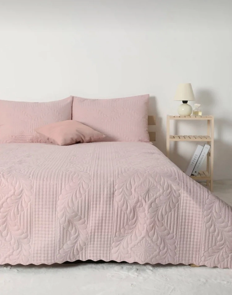 Ultrasonik Kapitoneli Çift Kişilik Yatak Örtüsü - PUDRA - 