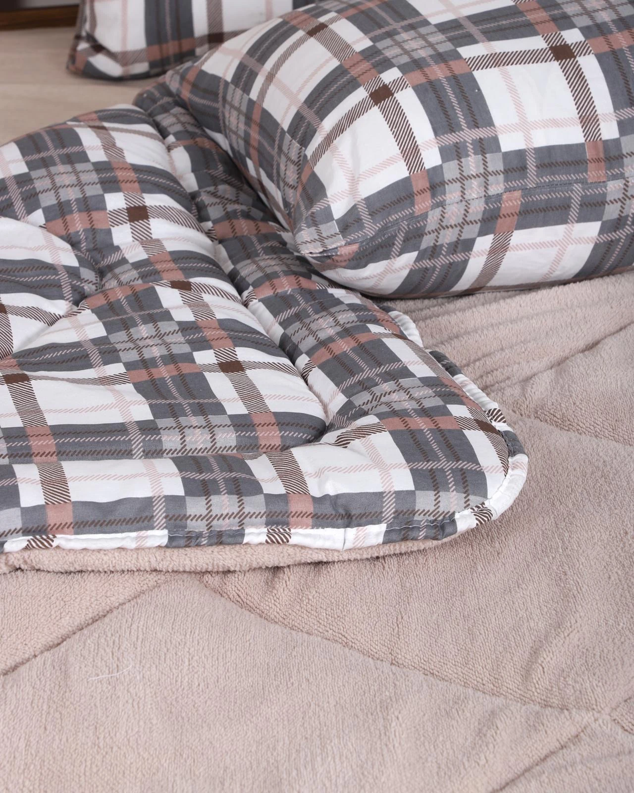 Çift Kişilik Welsoft Yorgan Yastıklı Ekose 195X215