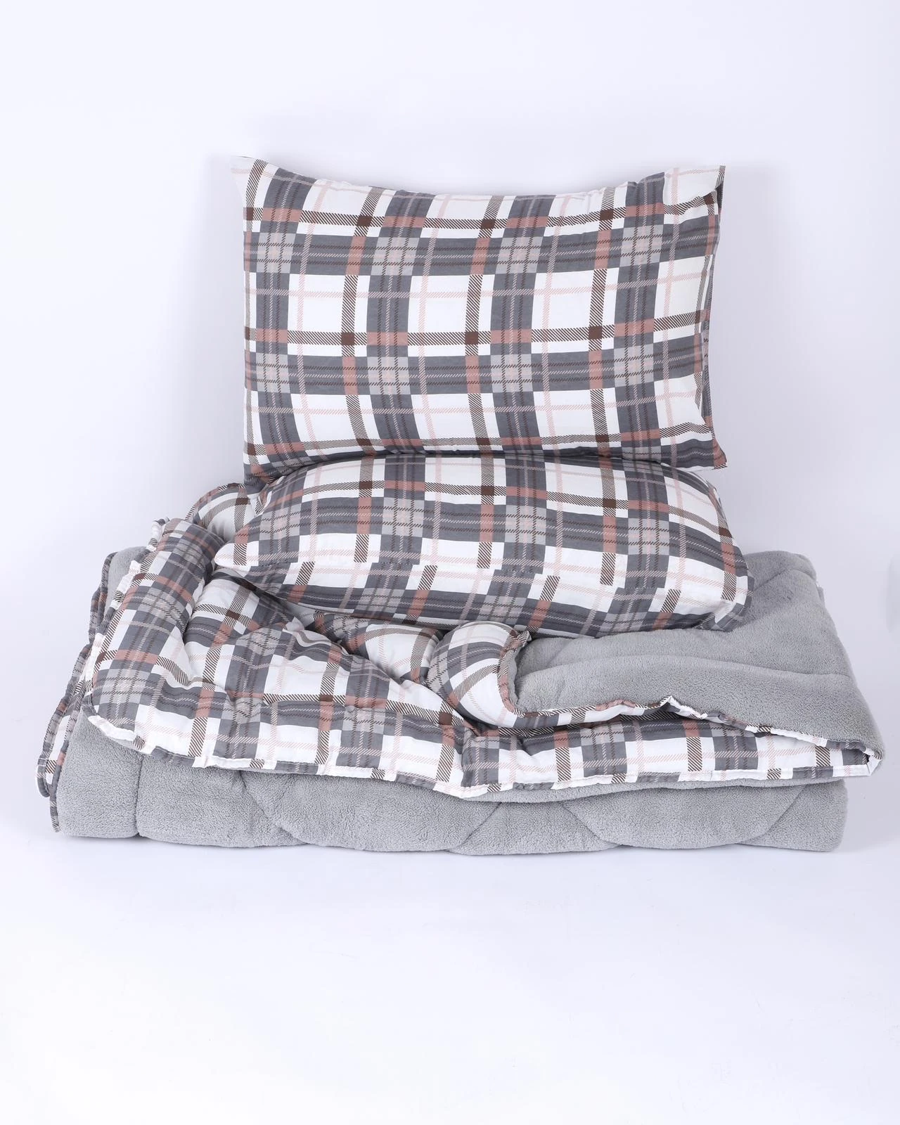 Çift Kişilik Welsoft Yorgan Yastıklı Ekose 195X215