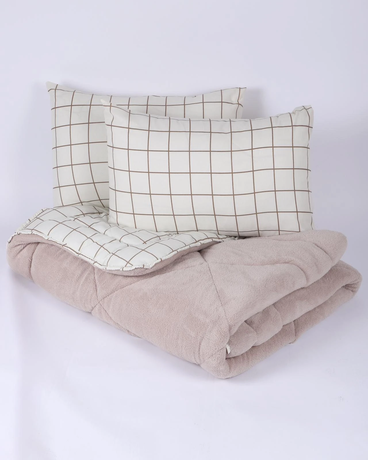 Çift Kişilik Welsoft Yorgan Yastıklı Krem Kare 195X215