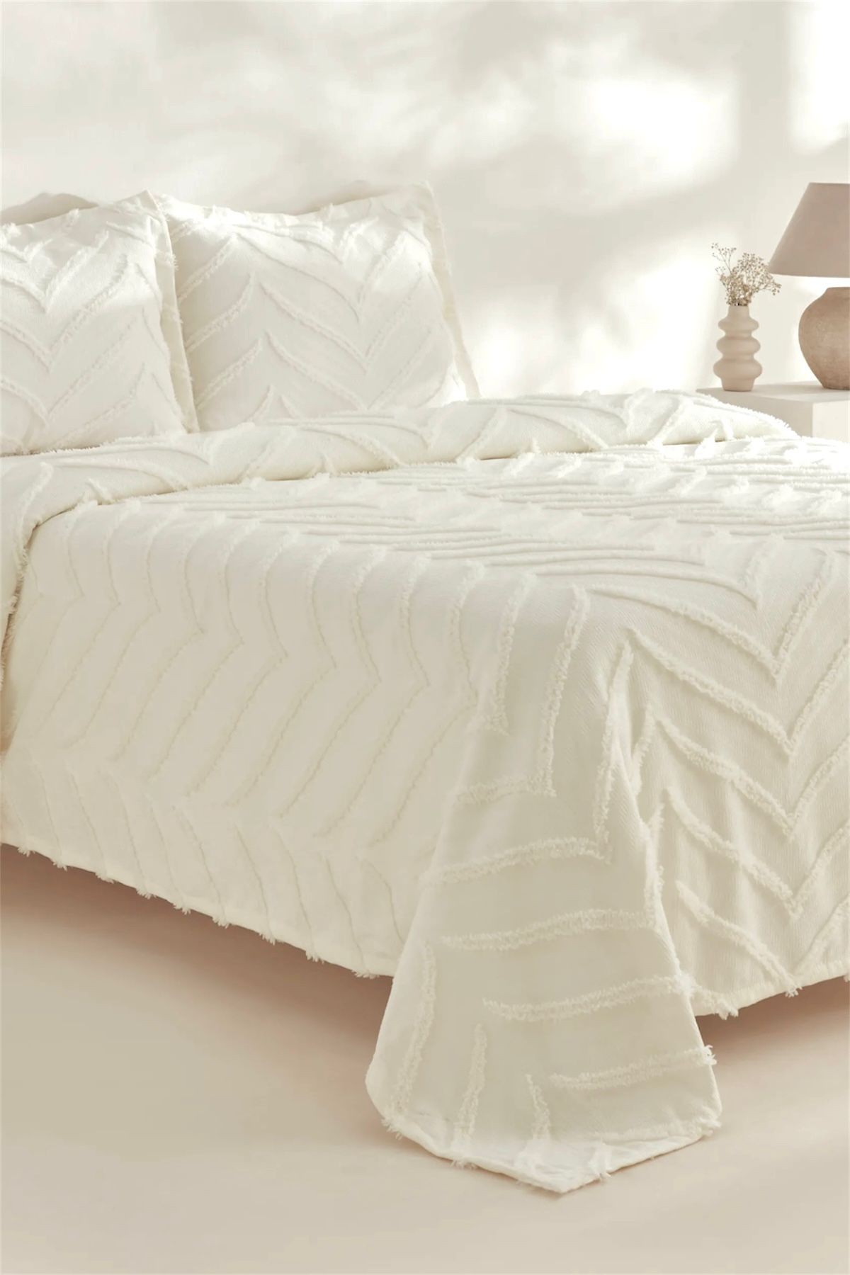 BOHEM ARLİNAGEO ÇİFT KİŞİLİK YATAK ÖRTÜSÜ TAKIMI 240X250 - EKRU -