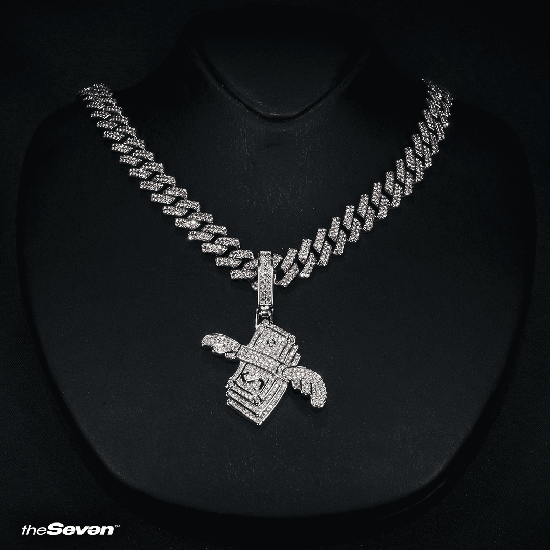 Iced Out Flying Dollars Pendant Kolye Ucu