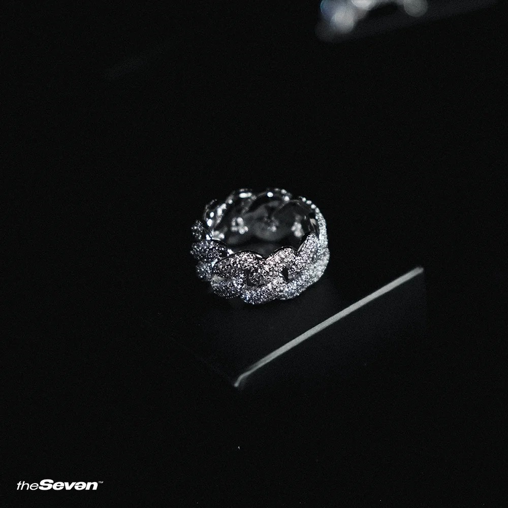 Iced Out Cuban Fullfilled Yüzük Gümüş