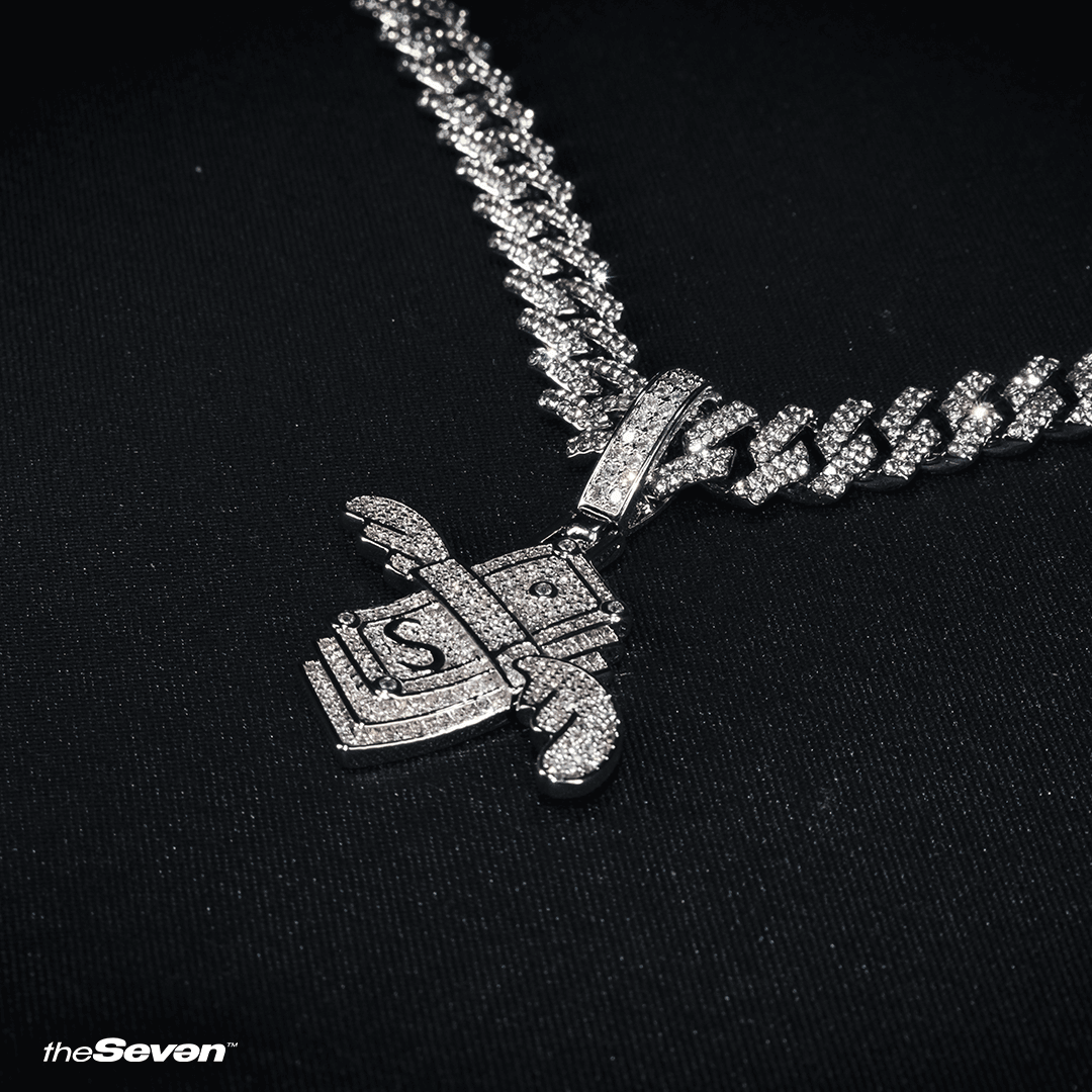 Iced Out Flying Dollars Pendant Kolye Ucu