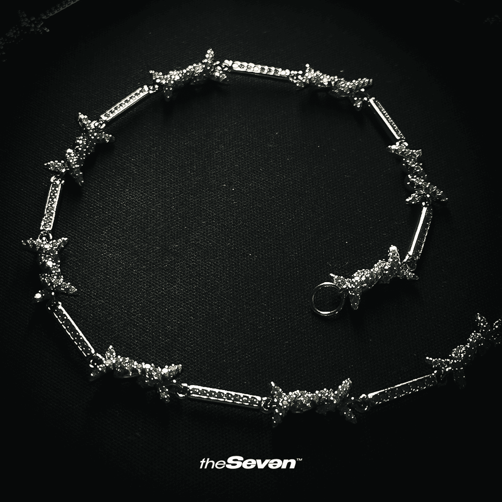 Iced Out 8mm Thorns Chain Kolye Beyaz Altın Kaplama 