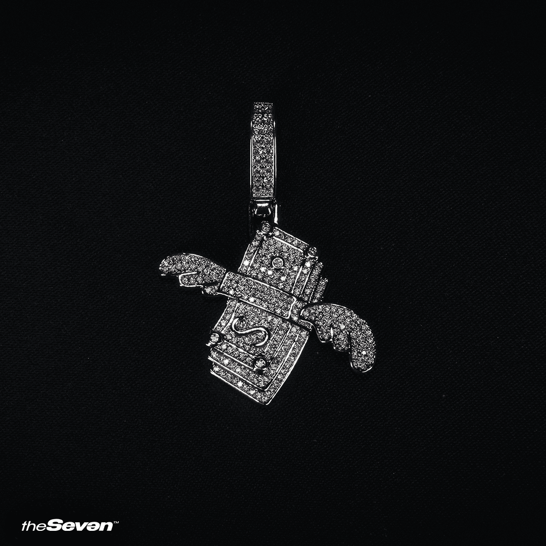 Iced Out Flying Dollars Pendant Kolye Ucu
