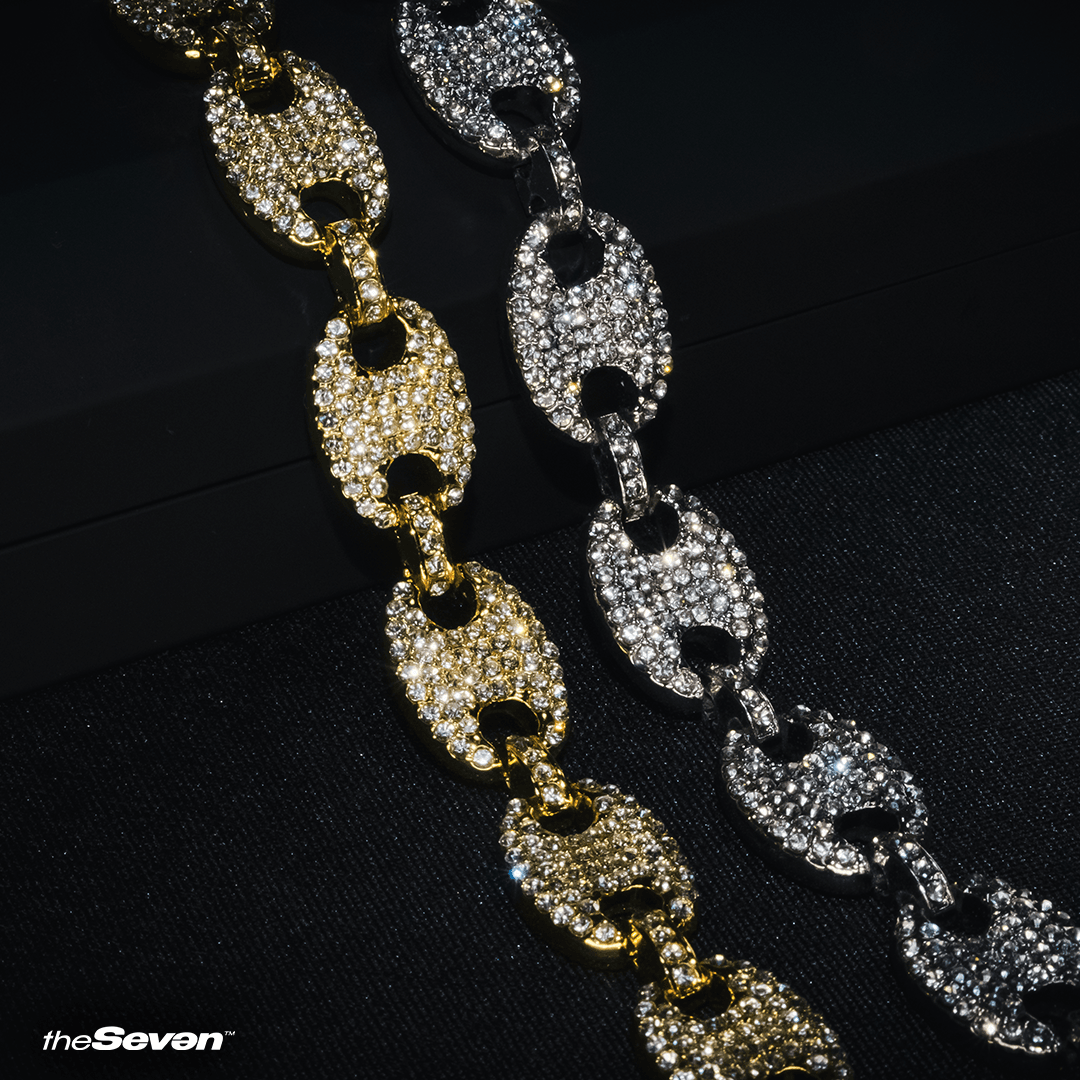 Iced Out 12mm Coffee Bean Chain Bileklik