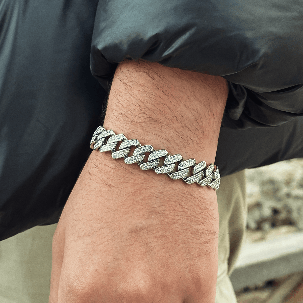 Iced Out 15mm Cuban Chain Bileklik Paslanmaz Çelik
