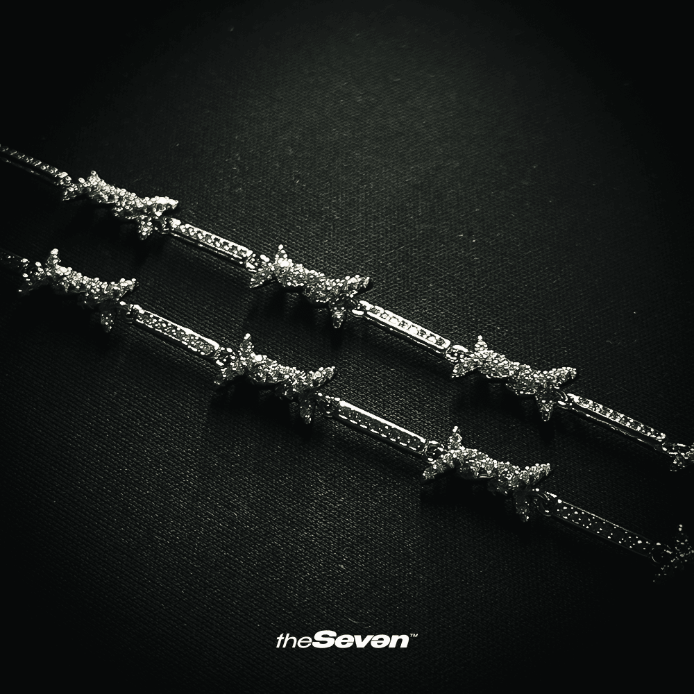 Iced Out 8mm Thorns Chain Kolye Beyaz Altın Kaplama 