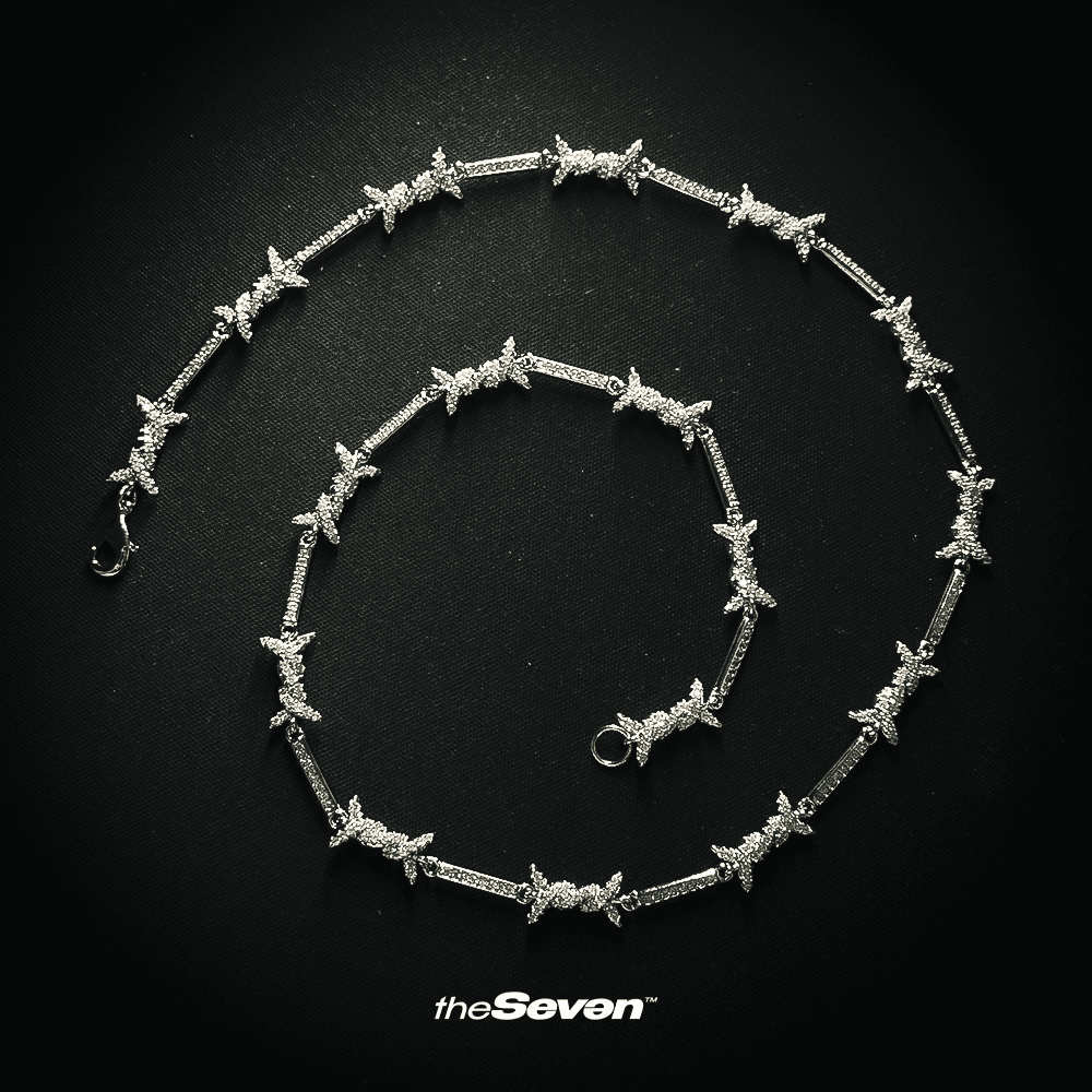 Iced Out 8mm Thorns Chain Kolye Beyaz Altın Kaplama 