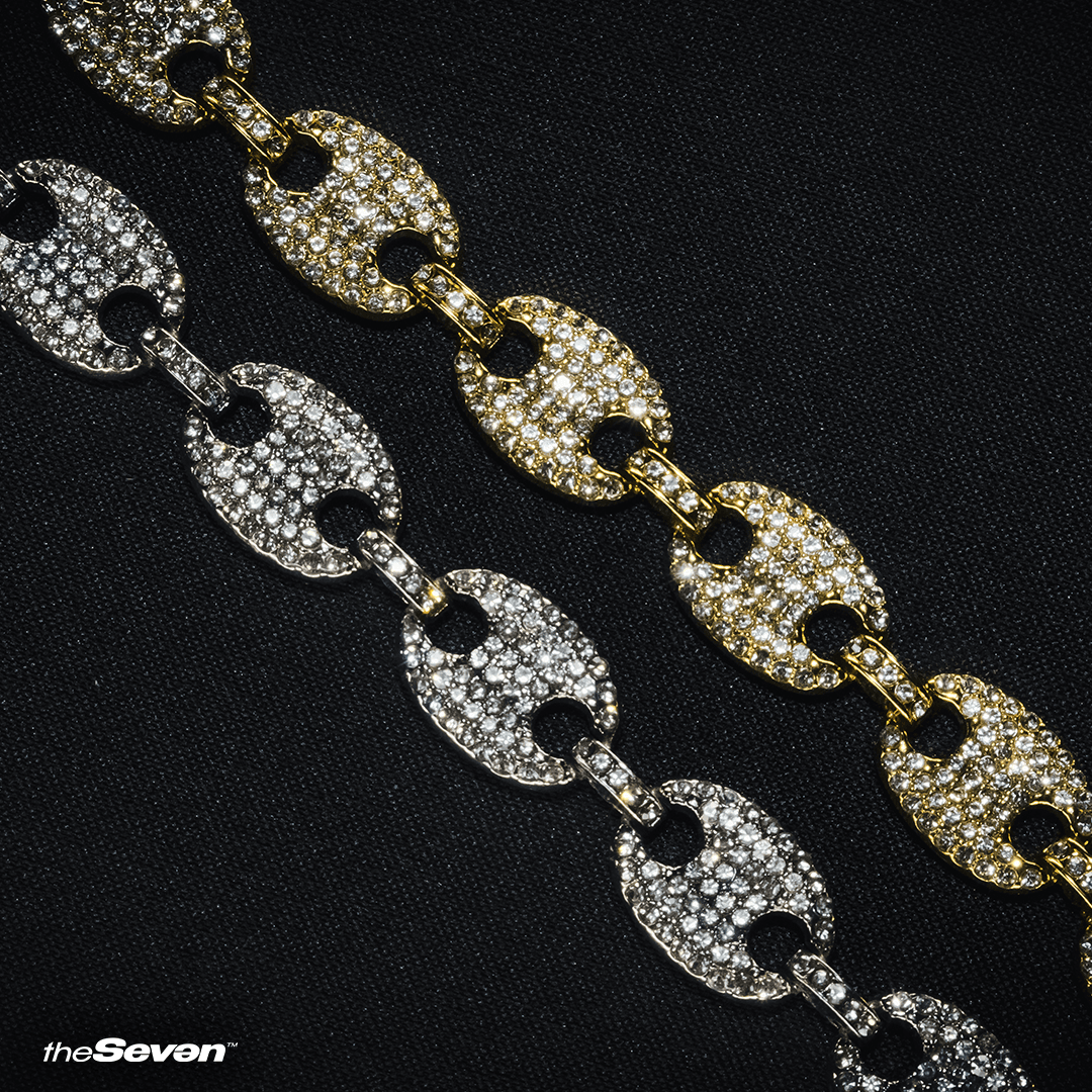 Iced Out 12mm Coffee Bean Chain Bileklik