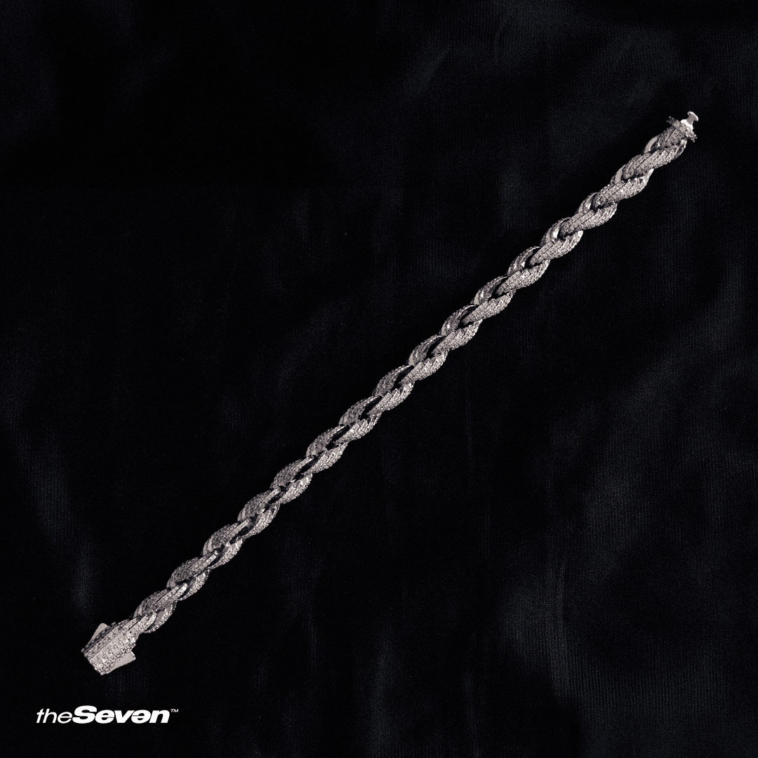 Iced Out 8mm Rope Bileklik Beyaz Altın Kaplama