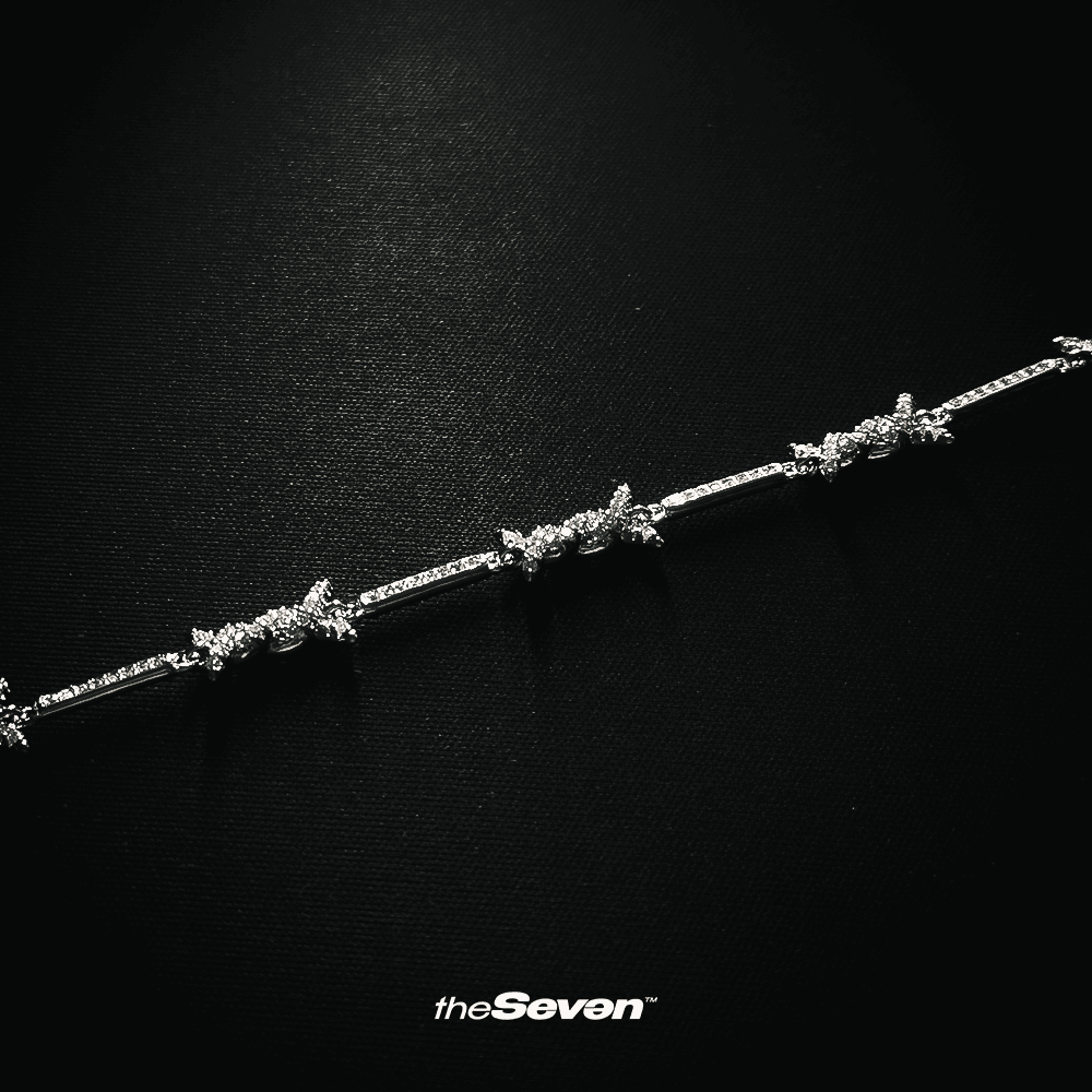 Iced Out 8mm Thorns Chain Bileklik Beyaz Altın Kaplama