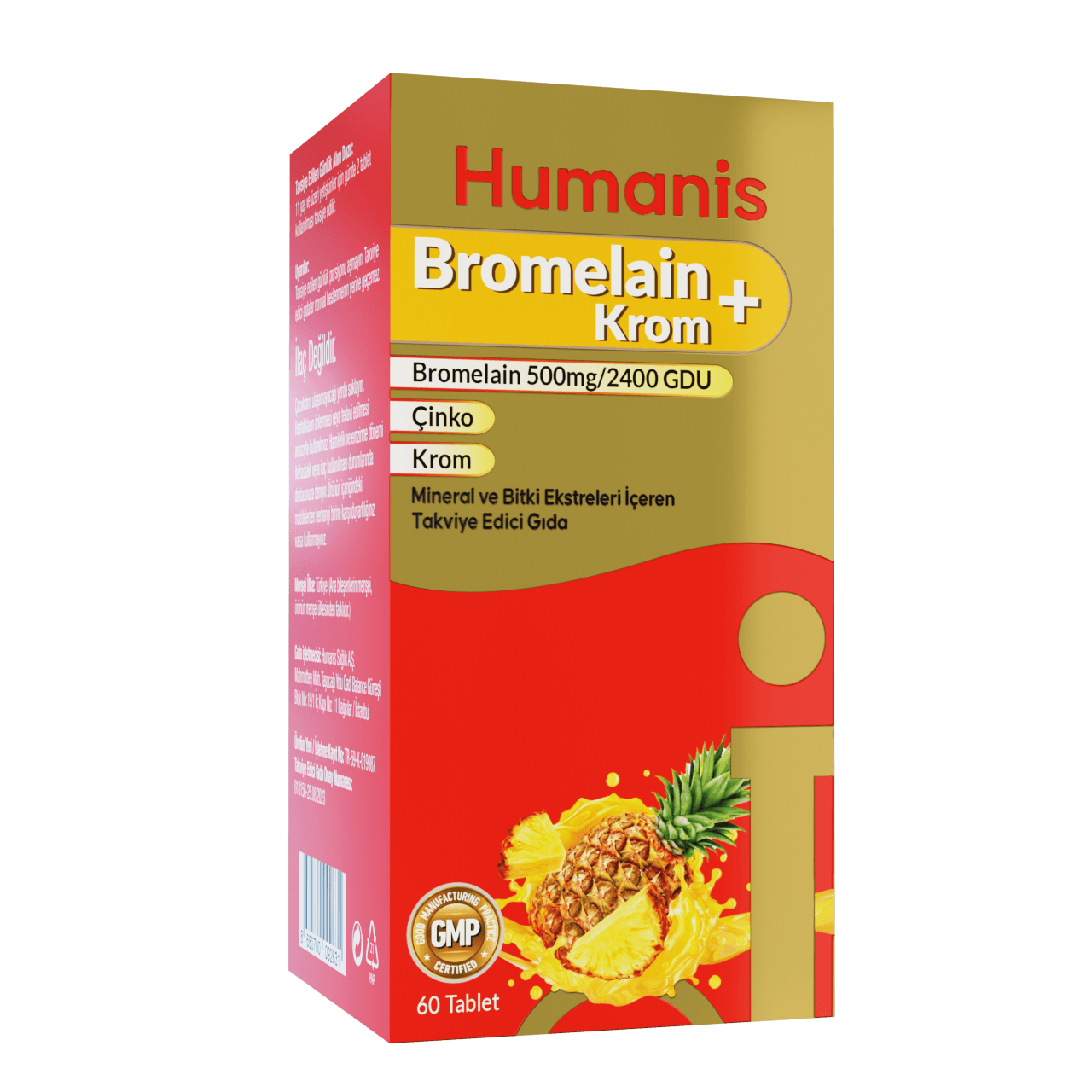 Humanis Bromelain+Krom Mineral ve Bitki Ekstreleri İçeren Takviye Edici Gıda 60 Tablet