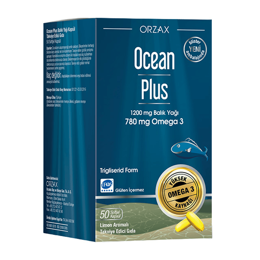 Orzax Ocean Plus Balık Yağı 1200 mg 50 Kapsül