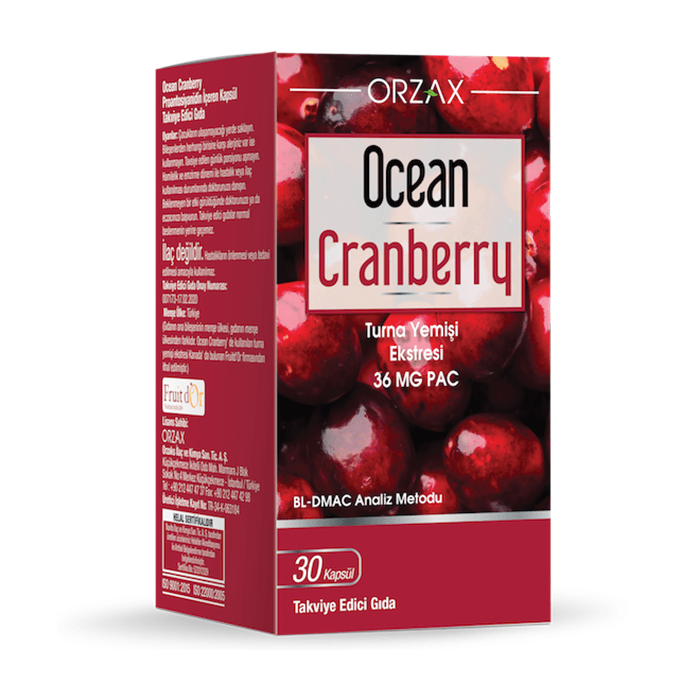 Orzax Ocean Cranberry Turna Yemişi Ekstresi Takviye Edici Gıda 30 Kapsül