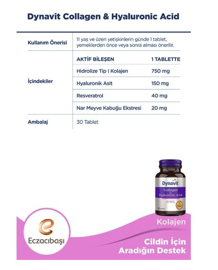 Eczacıbaşı Dynavit Collagen+Hyaluronik Acid 30 Tablet