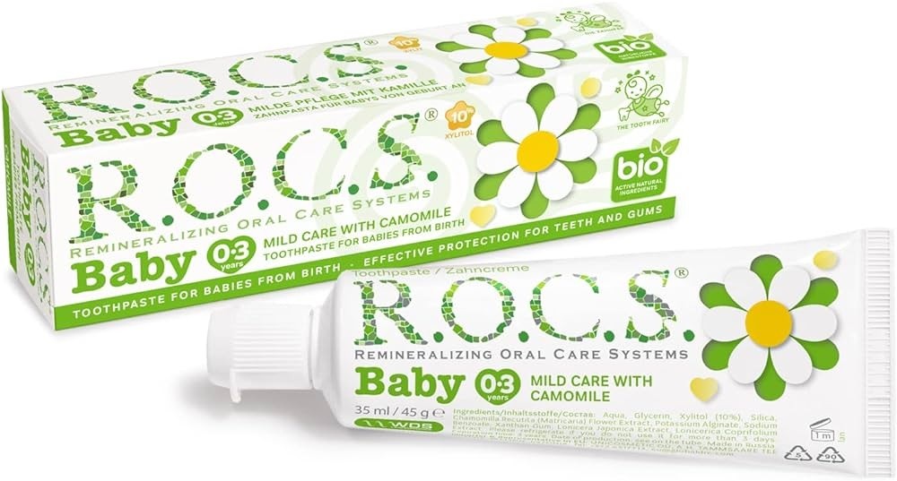 R.O.C.S. Baby 0-3 Yaş Çocuklar için Diş Macunu Papatya Özlü Tadında 35 ml