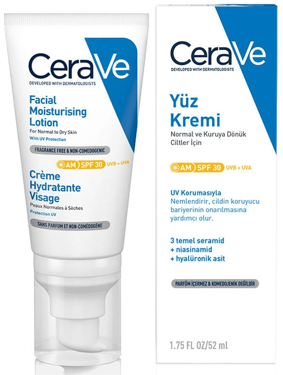 CeraVe Yüz Kremi Normal ve Kuruya Dönük Ciltler İçin SPF 30 52 ml