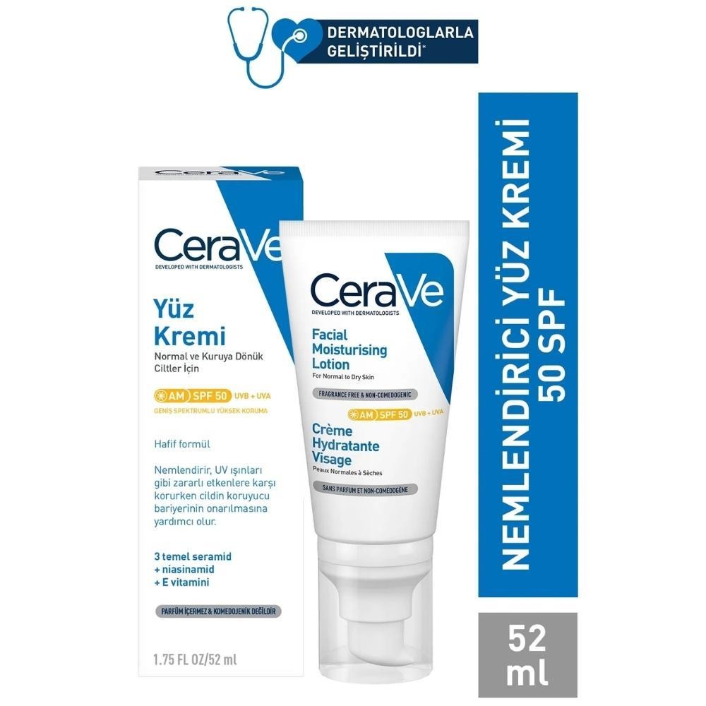 CeraVe Yüz Kremi Normal ve Kuruya Dönük Ciltler İçin SPF 50 52 ml