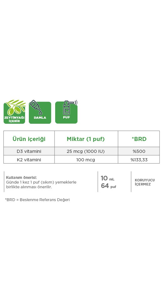 Eczacıbaşı Dynavit Vitamin D3K2 Takviye Edici Gıda Sprey 10 ML