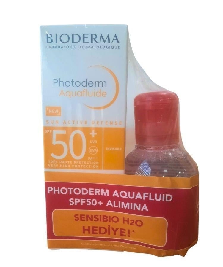 BIODERMA Photoderm Aquafluid Spf 50+ Tüm Ciltler Renksiz Güneş Kremi 40 ml ( Sensibio H2o Hediye )