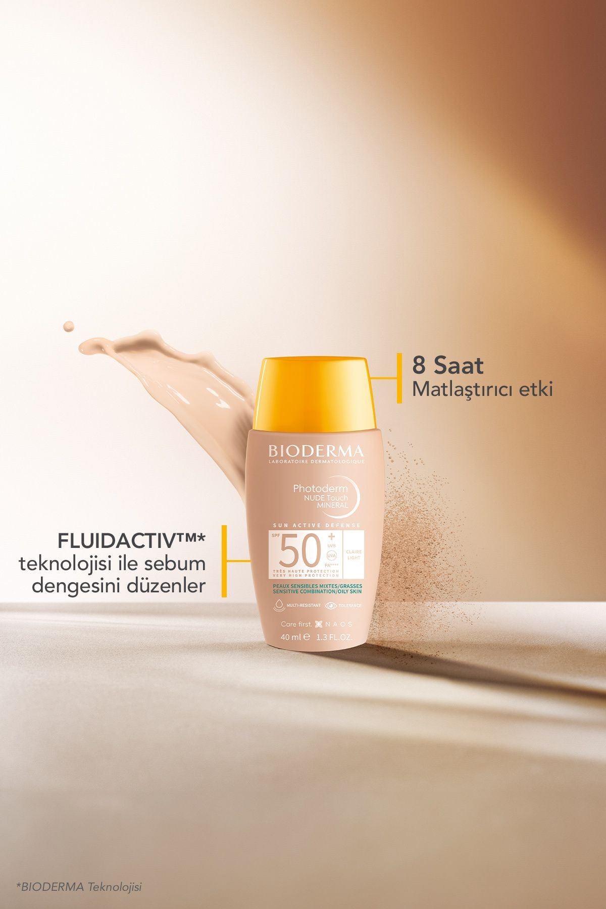 BIODERMA Photoderm Nude Touch SPF 50+  Yağlı Ciltler Kapatıcı Etkili Renkli Güneş Kremi 40 ml