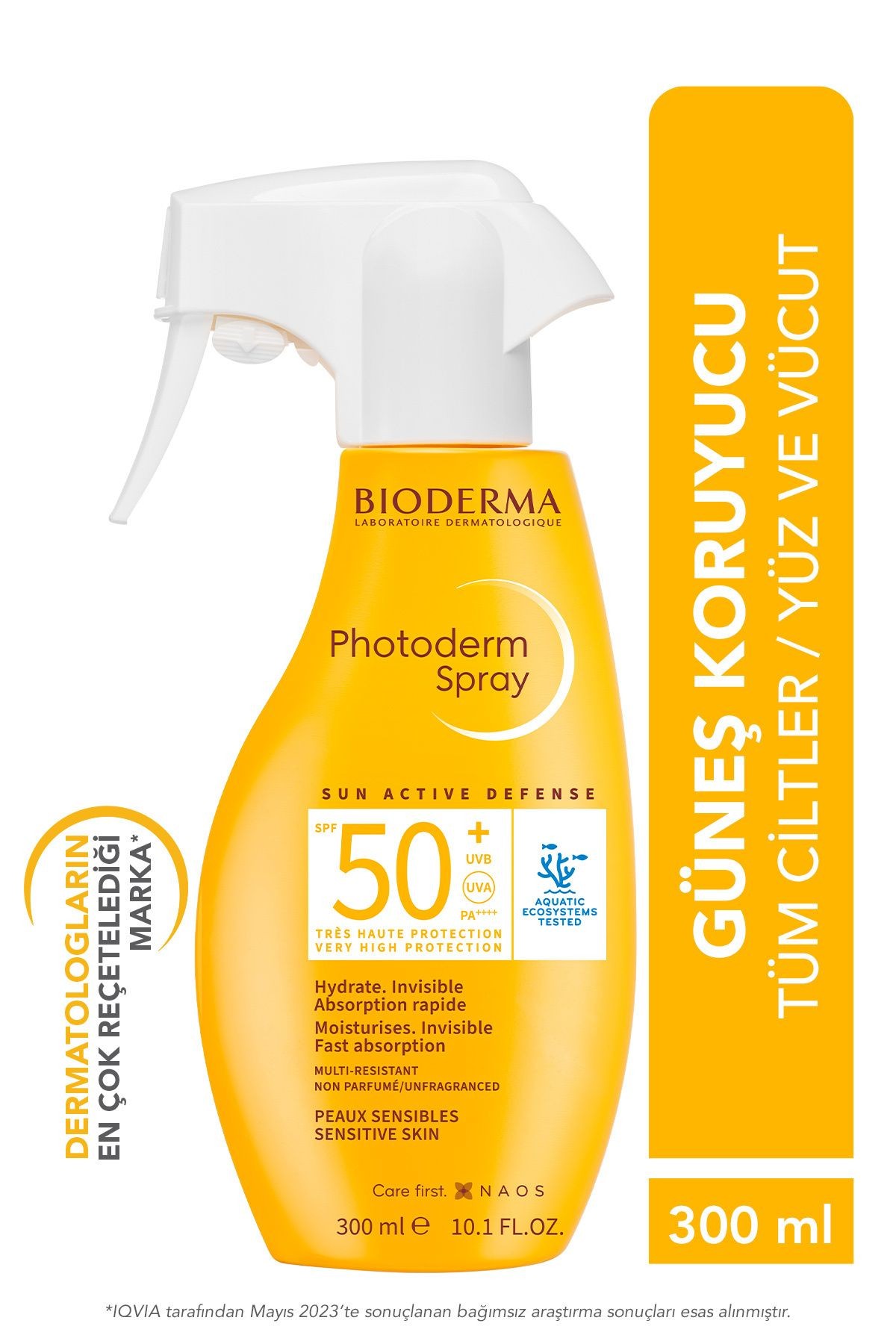 BIODERMA Photoderm Spray Spf 50+ Tüm Ciltler için Aile Boyu Sprey Formda Yüksek Korumalı Güneş Kremi 300 ml