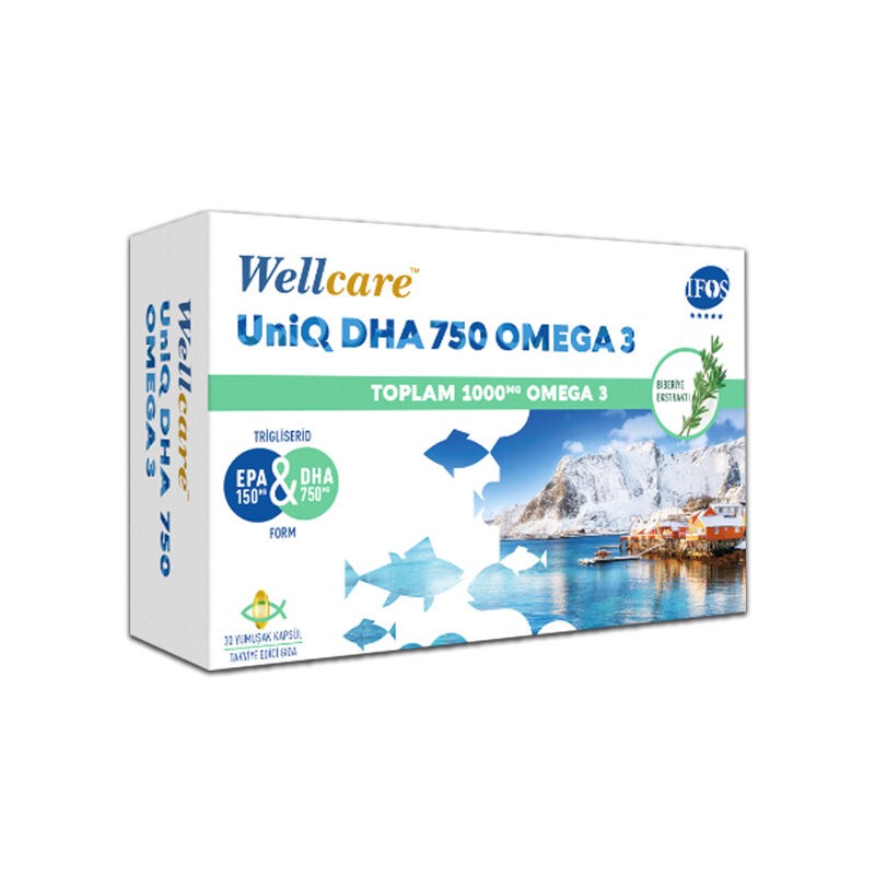 Wellcare UniQ DHA 750 Omega 3 Balık Yağı 1000 mg 30 Kapsül