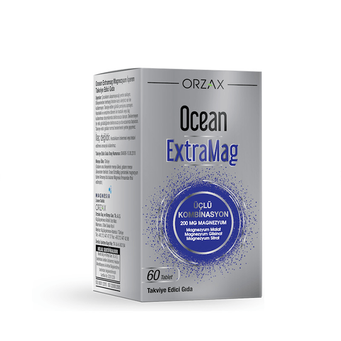 Orzax Ocean ExtraMag Üçlü Magnezyum Kombinasyonu Takviye Edici Gıda 60 Tablet